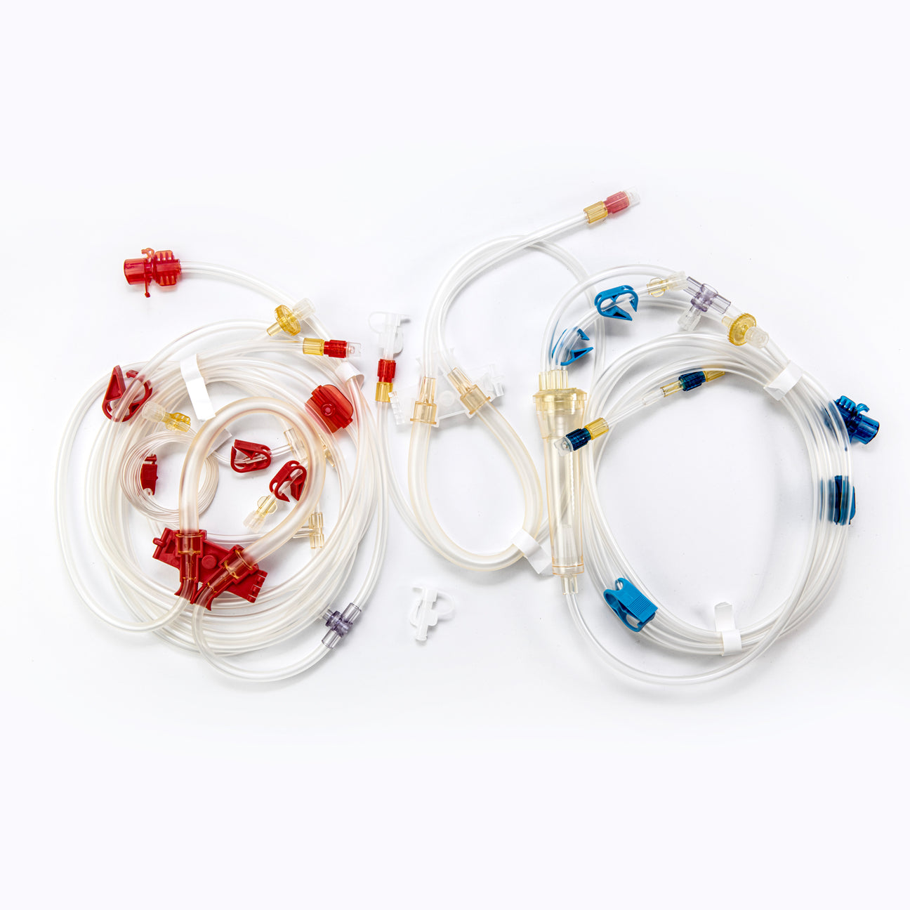 NiproSet blood tubing set with clear tubing and red and blue components
