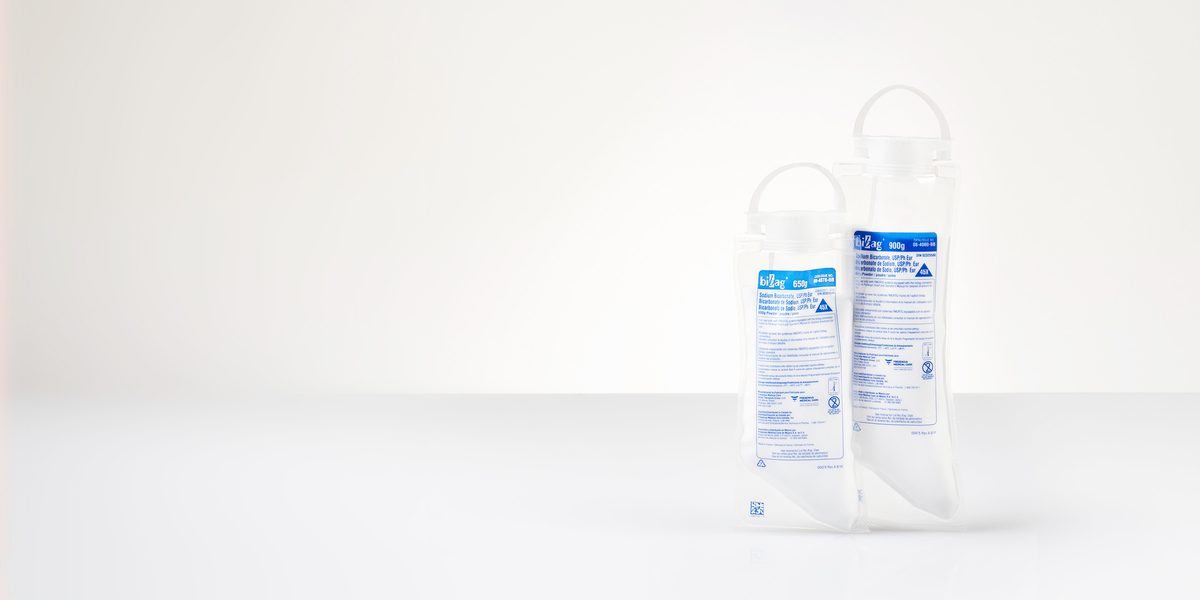 Fresenius Medical Care bibag dry bicarbonate bags in two sizes