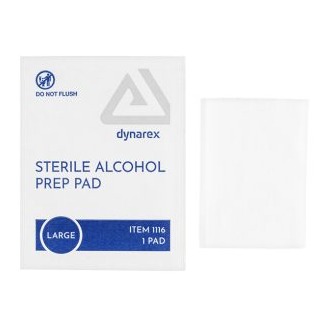 Dynarex sterile alcohol prep pad in its sealed packet